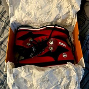 Red and black Timberland boots size 11 brand new out the box never been worn